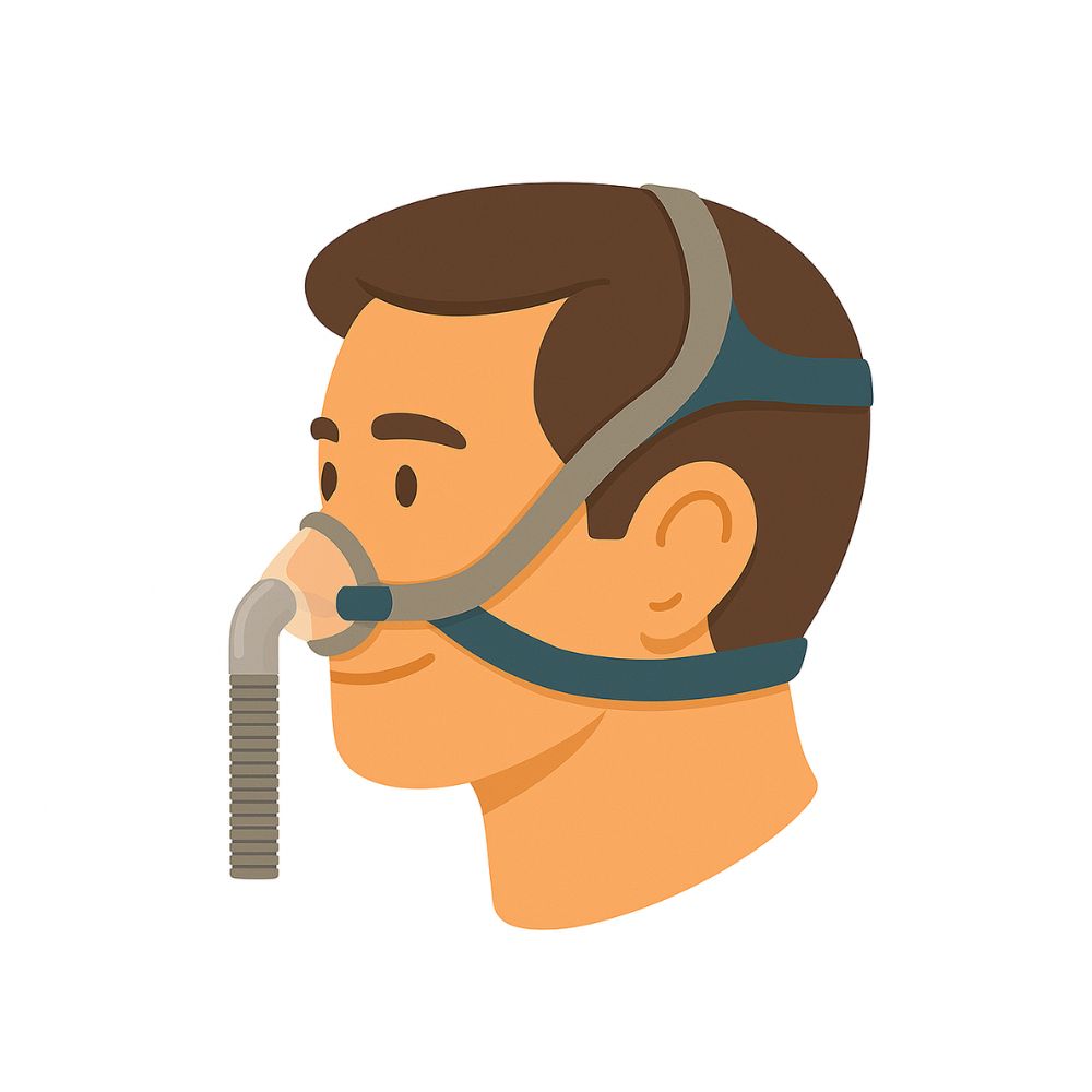 Persona usando mascarilla CPAP nasal