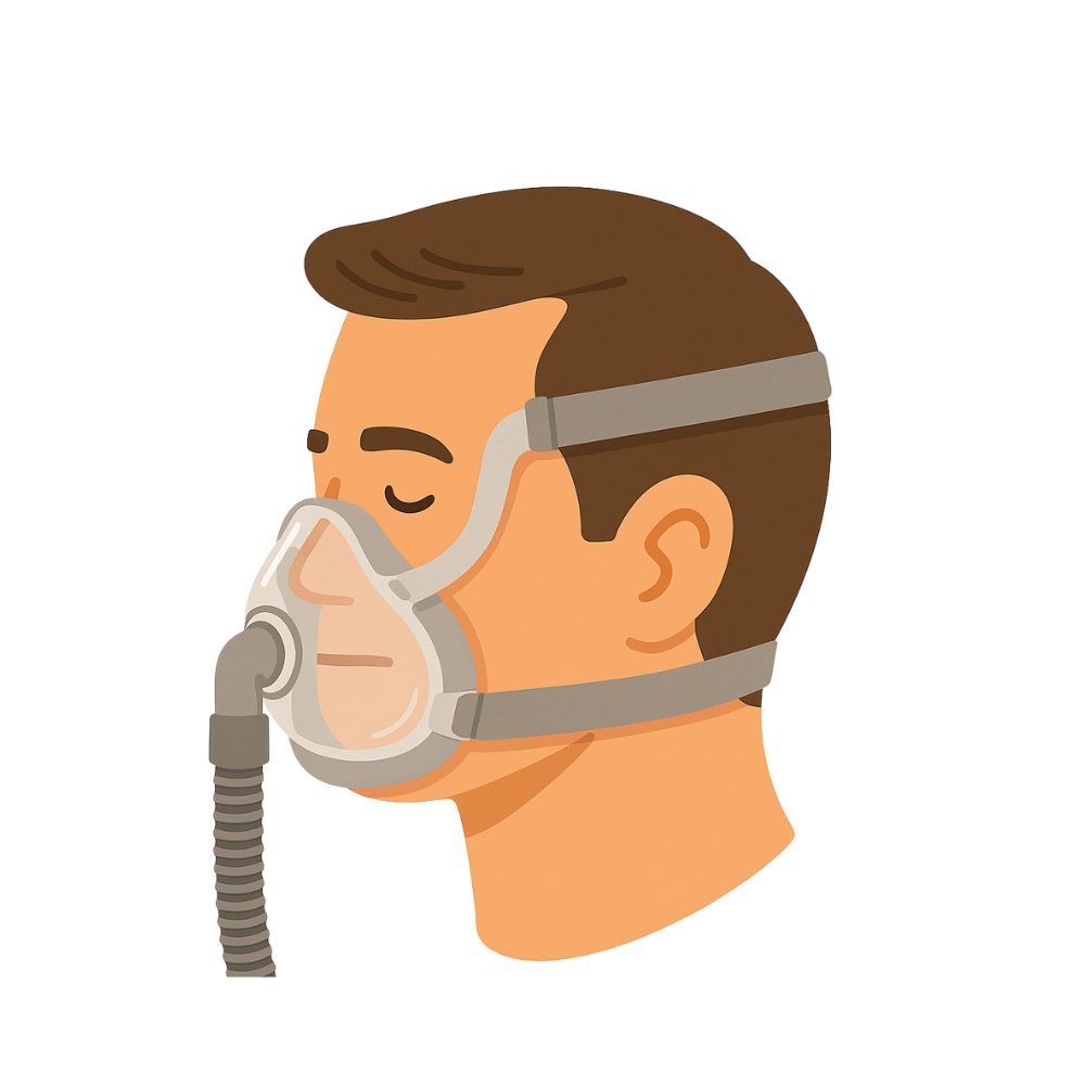 Persona usando mascarilla CPAP facial completa