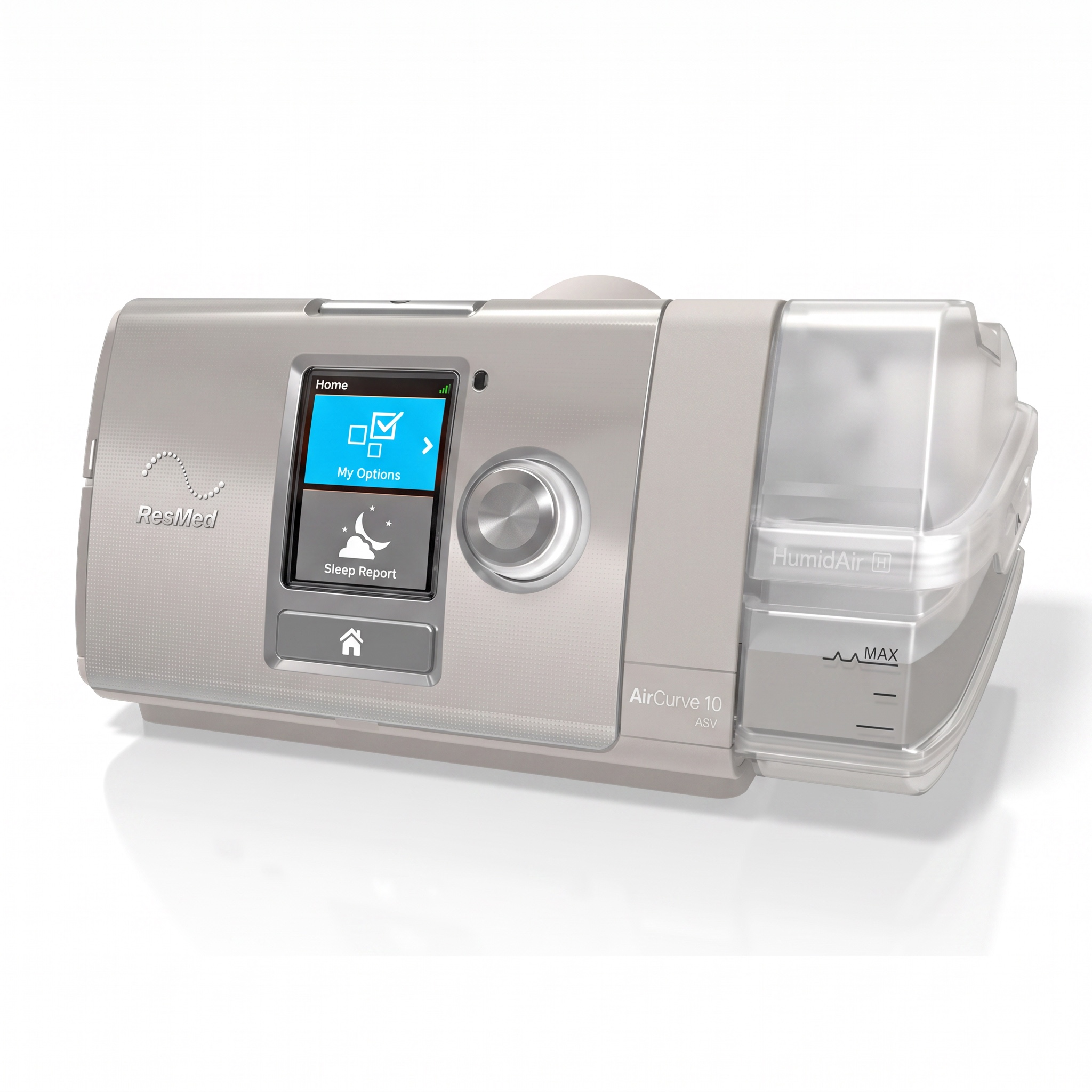 ResMed AirCurve 10 ASV con humidificador HumidAir y cámara de agua transparente, nivel MAX