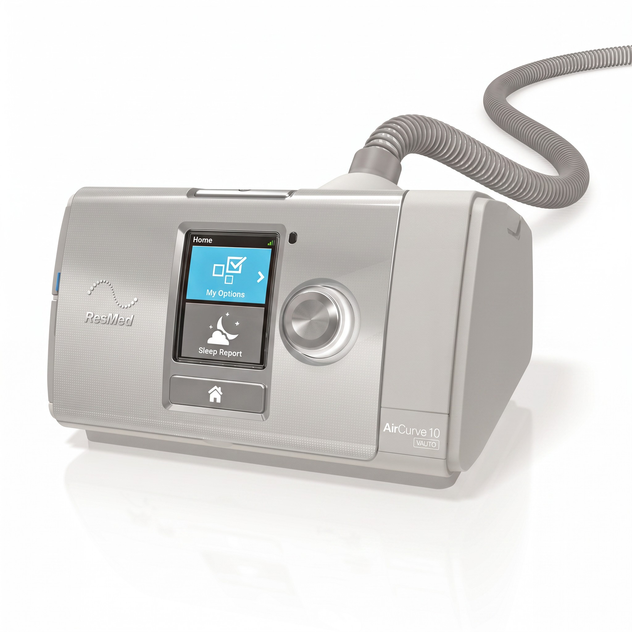 ResMed AirCurve 10 VAuto con manguera de aire estándar conectada