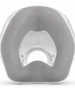 Cojín de espuma de memoria UltraSoft gris de la mascarilla nasal ResMed AirTouch N20 original, acercamiento que muestra la textura mate suave