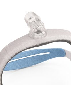 Conector giratorio superior tube-up de la mascarilla CPAP ResMed AirTouch N30i sobre el marco de tela gris