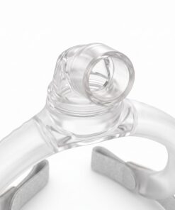 Conector giratorio superior de la mascarilla ResMed AirFit F30i, donde se acopla la manguera del CPAP, diseño de tubo por arriba