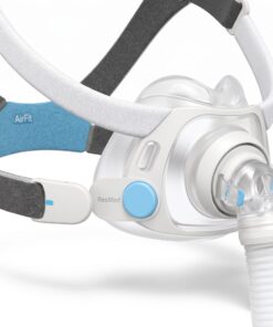 Clip magnético azul de la mascarilla CPAP ResMed AirFit F40 que conecta el arnés al marco