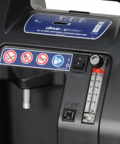 Panel de control del concentrador de oxígeno Drive DeVilbiss 1025 de 10 litros: flujómetro 0 a 10 LPM, interruptor de encendido y salida de oxígeno