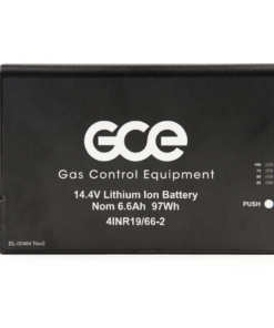 Batería de 12 celdas GCE Zen-O (RS-00501) para concentrador de oxígeno portátil, vista frontal con logo GCE e indicador de carga