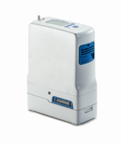 Concentrador portátil Inogen Rove 4 con batería extendida, vista lateral en tres cuartos