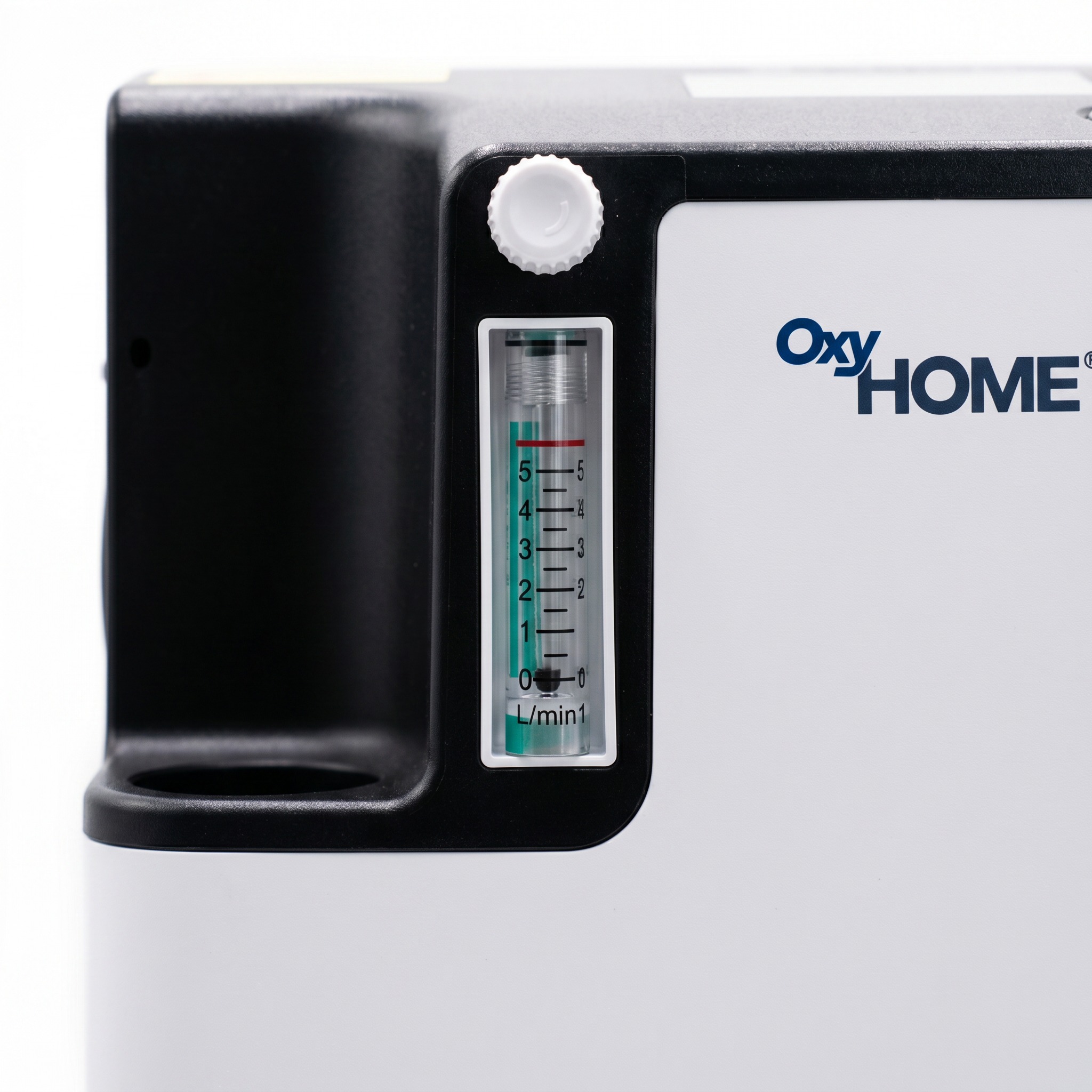 Flujómetro de balín de 0 a 5 litros por minuto con perilla de control del concentrador OxyHome 5L