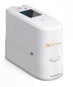 Concentrador portátil Rhythm P2 usado certificado, vista superior en tres cuartos mostrando el panel de control