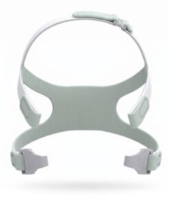 Arnés de cuatro puntos verde menta con clips de gancho grises de la mascarilla React Health Rio II