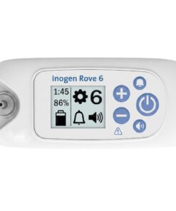 Pantalla del Inogen One Rove 6 con los niveles de flujo pulsado