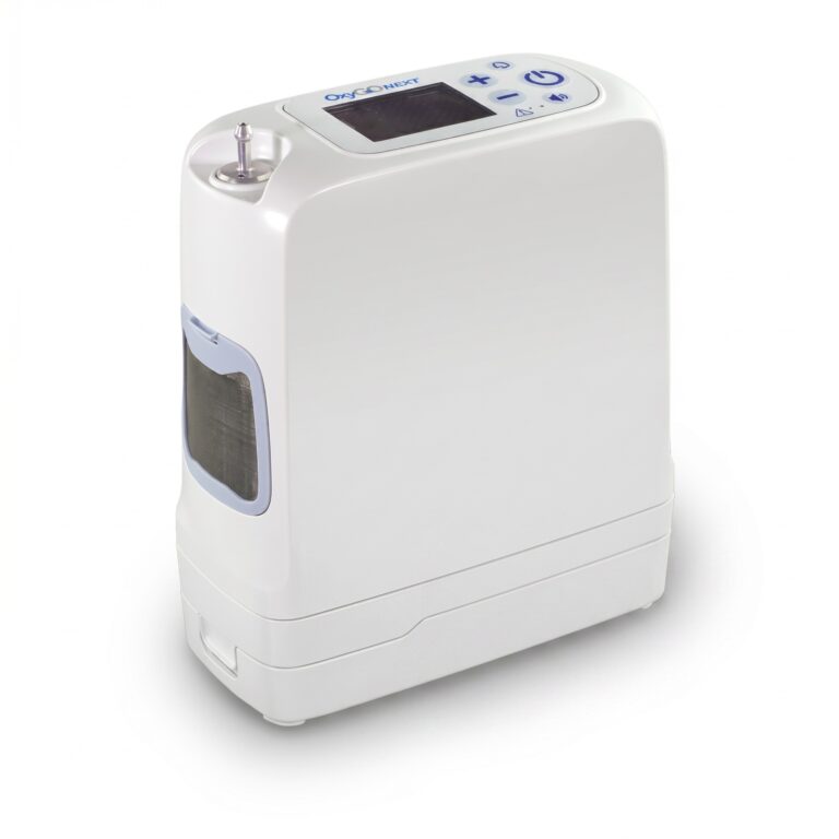 Concentrador de oxígeno portátil OxyGo Next, fabricado por Inogen