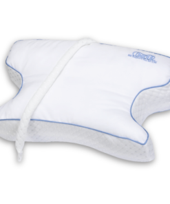 Almohada ergonómica para CPAP de memory foam, vista frontal con recortes para la máscara